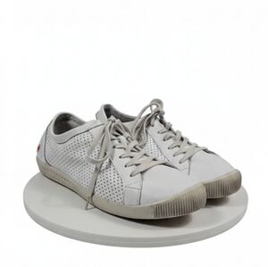 NWOT Softinos by Fly London White Perforated Leather Sneakers Size 41 Comfort
